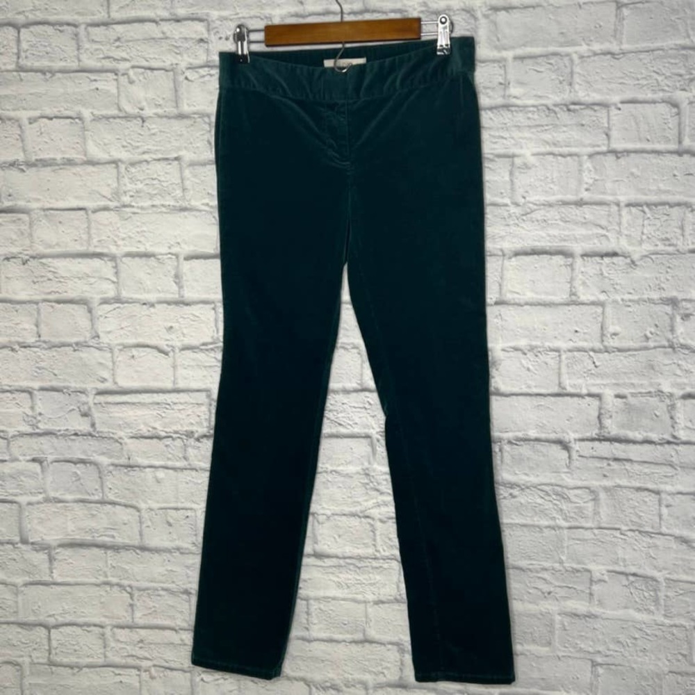 Ann Taylor Loft Green Velvet Marisa Mid Rise Straight Leg Pants Sz 2